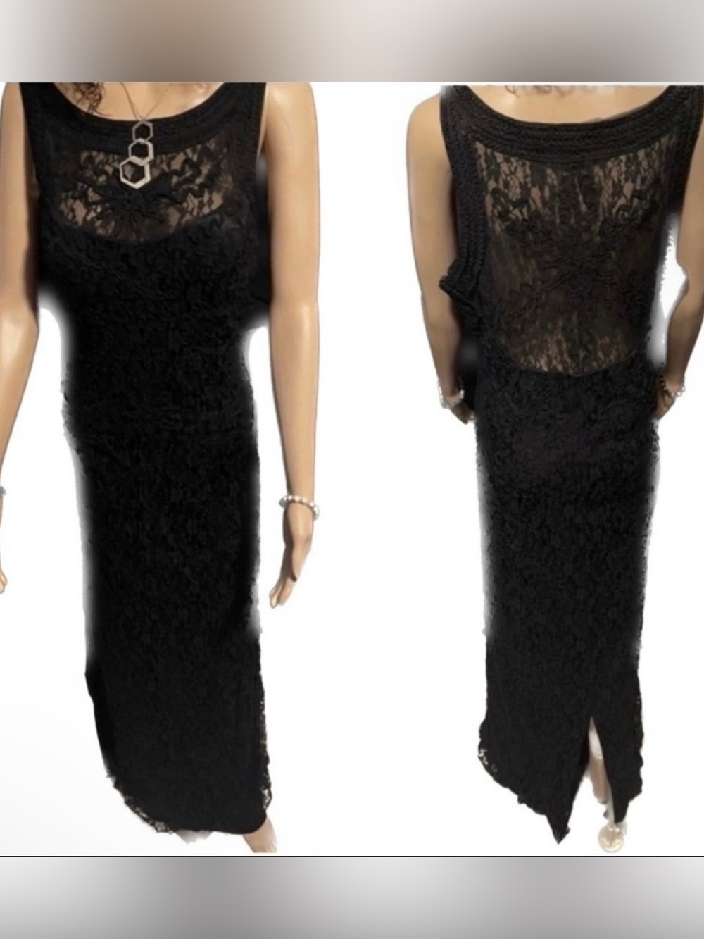 🖤Elegant Black Lace Evening Gown - Classic Women's Dress🖤 - Picture 3 of 10